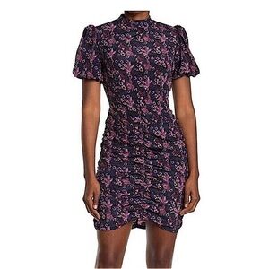 Melrose and Market Floral Ruched Mini Dress. Size Large.